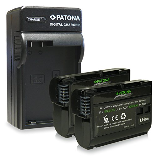 PATONA Chargeur   2x Premium Batterie EN-EL15 pour Nikon 1 V1   D600   D800   D800E   D7000   D7100