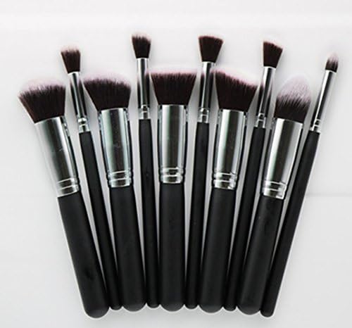 Chinkwin 10pcs/set Professional Makeup Brushes Set Kit Facial Cheek Eyebrow Eyeshadow Powder Foundation Brush Cosmetics Make up Tools (Black)