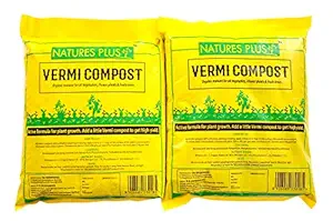 NATURES PLUS Vermicompost Organic Fertilizer Manure for Plants - 2 kg (Pack of 2 x 1 Kg)