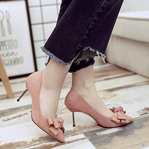 ZHZNVX Night High-heel shoes new Autumn Night High-heel shoes fine with the tip of the bride shoes wedding shoes red bow tie, pink 36