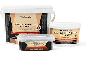 Holzando® Faserverstärkter Holzkitt "Extra Stark" – Holzspachtelmasse für Holz, OSB & Wände – Holz Reparaturset für Innen & Außen – Fensterkitt, Holzpaste, Wood Filler Schwarz 30-250gr