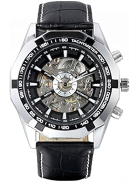 avaner Casual Herren Skelett Zifferblatt selbst Aufziehen Automatische Mechanische Armbanduhr Kleid mit schwarzem...