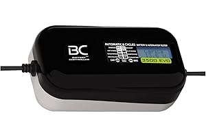BC Battery Controller BC 3500 EVO, Caricabatteria e Mantenitore Digitale/LCD, Tester di Batteria e Alternatore per tutte le batterie Auto e Moto 12V Piombo-Acido, 3.5A/1A
