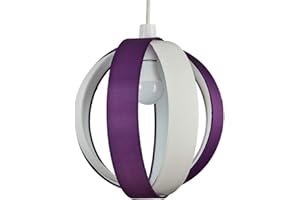 MiniSun | Modern Purple and Cream Fabric Cocoon Globe Style Ceiling Light Shade | Pendant Lights, Home Décor & Improvement Essential | 290mm Shade Width