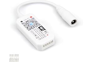 Lotnery Smart Mini RGBW WiFi Controller, Works with Alexa/Google Home, App Control 16 Million Colors & Music Sync, Timer for Bedroom Lighting, 2.4GHz Only for LED Strip Lights Home Decor & Parties