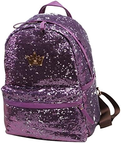 Higawin Girls Cute Fashion Bling Color Paillette Glitter Sequined School Backpacks Shoulder Bag Casual Daypacks Purple
