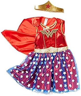 Officially licensed Wonder Woman fancy dress, Age 9-10 years Girls Justice League Costume with Cape and Headband, Made under licence from DC Comics for the TU Collection