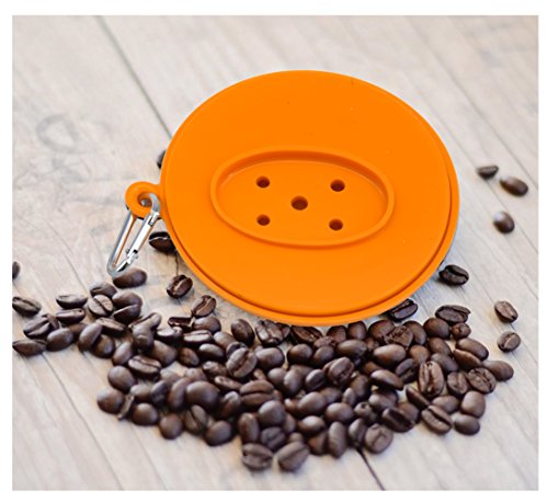 JSS Faltbarer Kaffeefilter aus Silikon, lebensmittelecht, perfekt für Draußen und für Unterwegs mit gratis Haken Einheitsgröße orange - 5