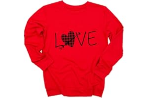 Ykomow Valentines Day Shirts Women Plaid Love Heart Valentines Day Sweatshirts Raglan Tops