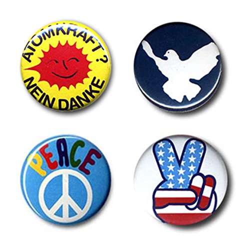 Preisvergleich Produktbild Protestbewegung - Symbole - Eighties Activist Button 4er Set - Anstecker - Lizenziertes Originaldesign - LOGOSHIRT