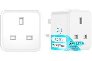 Smart Plug with Energy Monitoring, EIGHTREE 13A WiFi Smart Plug, Smart Home Socket Works with Alexa & Google Assistant, Wireless Remote Control Timer Plug, 2.4 GHz Wi-Fi Only, 2 Pack