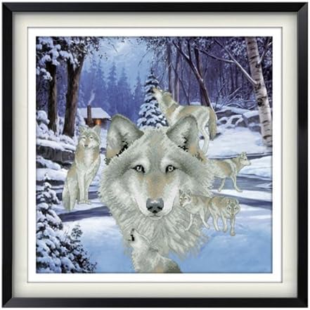Wnter Wolf 3D Stamped Cross Stitch Kit - 18.9inch By 18.9inch