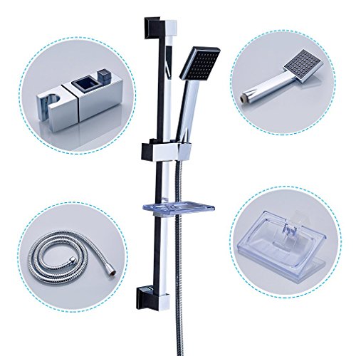 Auralum® Handbrause Set 8cm x 8cm Dusche Handbrause Duschkopf mit Seifenschale + Brausehalter + Brauseschlauch + Brausestange - 3