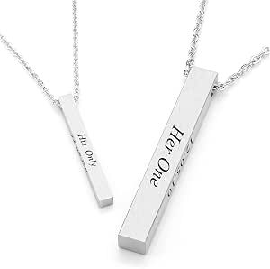 Custom Bar Pendant ID Couple Necklaces 