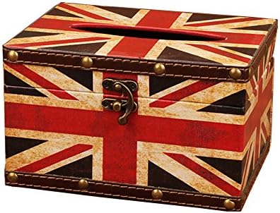 Retro Tissue Box Cover,Boenfu Elegant Rectangular PU Leahter Waterproof Tissue Holder Dispenser / Novelty Napkin Holder (British flag)