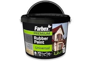 FARBEX Uniwersalna guma premium farba do wnętrz i na zewnątrz, do wszystkich powierzchni, elastyczne uszczelnienie przed wilgocią, warunkami atmosferycznymi, 1,2 kg - czarna
