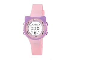 VABOO Reloj Digital para Niños y Niñas - Orejas de Gato Reloj Despertador Cronometraje Silencioso a Prueba de Golpes, a Prueba de Caídas Resistente al Agua, Reloj Multifunción de Niños 3-12