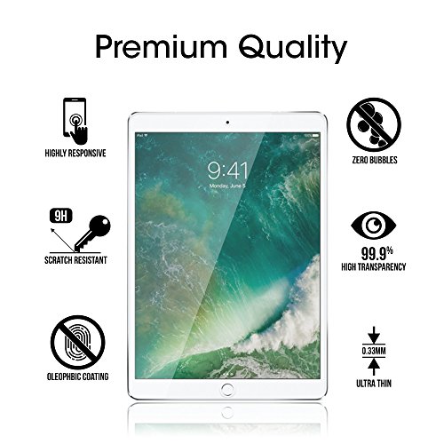 AmFilm iPad Pro 10,5 Zoll gehärtetes Glas Display Schutz für Apple iPad Pro 10,5 „2017 0.33mm 2.5D abgerundeten Rand (1-Pack) [Lifetime Warranty] - 3