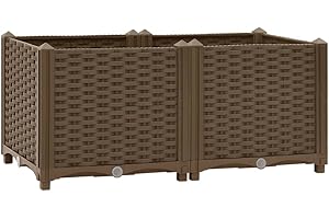 puraday Jardinière de Jardin 80x40x38 cm Marron Polypropylène Lit de Plantation Offre Suffisamment d’Espace Pot de Terrasse Balcon pour Plantes Légumes Herbes Aromates Fleurs