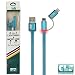 Produktbild 2 in 1 Micro USB & Lightning LadeKabel / Datenkabel mit LED Anzeige flexibel aus Silikon vom deutschen Hersteller-Original CLS Smartphone Verbindungskabel mit HS USB 2.0 transportiert sync Daten & ladet iPhone 6 / 6s / 6Plus /6sPlus/ SE / 5s / 5c / 5 /ab iPad 4 / Samsung Galaxy /Samsung Galaxy Note/ LG / HTC / Nokia /Sony Experia/alle Tablets & Geräte mit Micro-USB-Anschluss auf. 2in1 Micro USB & Lightning Kabel für Apple, Android, Blackberry oder Windows Smartphone (Blau)