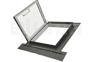 ELUMA Claraboya, Ventana para tejado CLASSIC LIBRO PLUS con Apertura Lateral | Tragaluz por el acceso al techo | Tapajuntas incluido | Vidrio Antigranizo + Vidrio de Seguridad | 78x78 Base x Altura