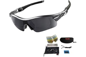 V VILISUN Occhiali da Sole Sportivi Polarizzati Occhiali Ciclismo da Sole con 5 Lenti Intercambiabili, Leggero e UV 400 Protezione per Corsa Guida Trekking Pesca Golf Unisex