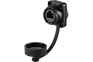 CNLINKO YM-20 zócalo RJ45 de montaje en panel, Conector ethernet CAT6 zócalo RJ45 de un 4 orificios, Conector impermeable IP68 M20 (Zócalo RJ45 de un 4 Orificios Negro)