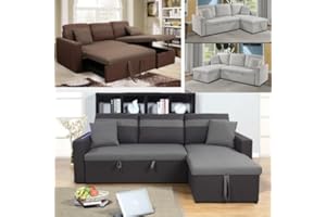 Bagno Italia Divano letto angolare 223 cm in microfibra grigio o marrone o ecopelle bianco chaise longue reversibile con vano contenitore braccioli con luci led