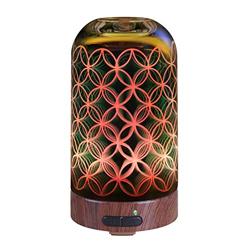 Preisvergleich Produktbild Snowx Aromatherapie Befeuchter 3D-Glas Aromatherapie Essentielle Öl-Diffusor Ultraschall Kühlen Nebel Luftreiniger LED-Nachtlicht 7 Farbverlauf