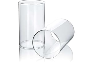 Tuuters 2er Set Windlichtgläser für Drinnen und Draußen aus Borosilikat-Glas – Ideal zum Verzieren (120 x Ø 70 mm, Ohne Boden)