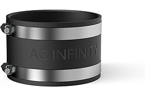AC Infinity Zacisk redukujący hałas 100 mm, łącznik kanałowy z zaciskami ze stali nierdzewnej, elastyczne gumowe złącze do wentylatorów liniowych i filtrów węglowych w uprawie i HVAC, 10 cm