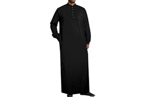 YAOHUOLE Hommes Coton Lin Caftan Abaya Homme Jelaba Homme Musulman Robe Longue Homme
