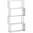HOMCOM S Shape Bookcase, 5 Tiers Bookshelf, Modern Freestanding Storage Shelf for Home Office, Study, Living Room, 80 x 30 x 145cm, White