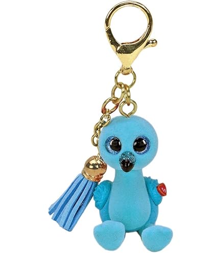 TY - Anello Porta Chiavi di Peluche - Beanie Boos Clips - Cane - Muddles - Marrone e Bianco con Macchie - Occhioni Azzurri Glitter - Il Peluche con Gli Occhi Grandi