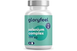 GLORYFEEL Selenium 365 Tablets - 220µg per Tablet - Premium Complex of Sodium Selenite & Selenium methionine - High Dosage & Without Magnesium Stearate - Supplements Made in Germany