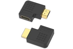 VCE Adapter HDMI pod kątem prostym 90 stopni i 270 stopni płaski, męskie na żeńskie złącze HDMI 2.0 do 4K i 3D, naścienny telewizor/laptop/Roku Stick, 2 szt. (1 para)
