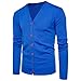 Produktbild Elecenty Herren Sweatshirt strickpullove Cardigan Mantel, Sweatjacke Winterjacke Übergangsjacke strickmantel Strickwaren Männer V-Ausschnitt Winterpullover Outwear Jacket (M, Blau)