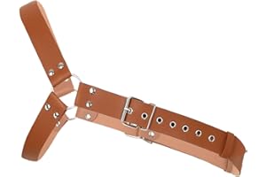 Agoky Arnés de Pecho Hombre Cuero PU Correas de Pecho Cuerpo con Hebillas Cinturón con Anillas Metálicas Clubwear Gótico Punk Steampunk Disfraz de Hombre para Clubwear Fiesta
