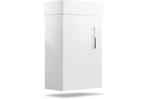 blumfeldt Johnstone - Mobile da Bagno con Lavabo, Bianco Lucido, Lavabo in Ceramica Facile da Pulire, Soft Close, Resistente all'Umidità, Ampio Spazio di Stoccaggio - Facile da Installare