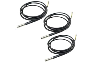Aihasd 3PCS Wasserdicht Temperaturfühler Kabel 1M Kabelfühler Digital Thermometer Probe Sensor Edelstahl