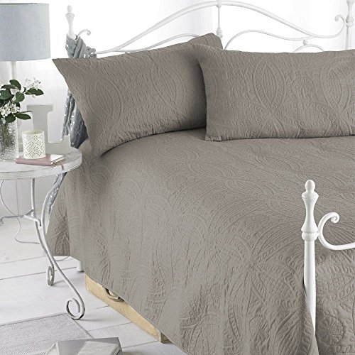 Parisienne Natural Bedspread With 2 Pillow Shams Bedding Duvet Throw Quilted Embossed Double/King Parisienne Natural Bedspread With 2 Pillow Shams Bedding Duvet Throw Quilted Embossed Double/King