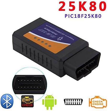 DLSEAUTO Elm327 Bluetooth 2.0 25K80 OBD2 V1.5 Elm 327 V 2.1 Android Adapter Car Scanner OBD 2 Elm-327 OBDII Auto Diagnostic Tool Scanner