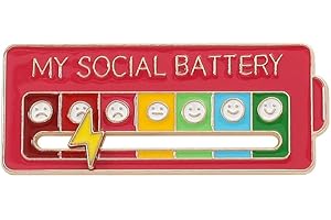 QISUO MY SOCIAL BATTERY Enamel Pin Funny Social Battery Indicator Lapel Pin Mood Conversion Brooch Pin 7 Days Mood Pin Badge Cute Creative Expression Pin Brooch Men Women Gift