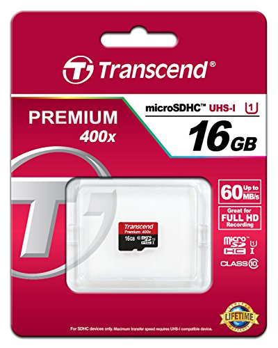 Transcend TS16GUSDCU1 Class 10 Premium microSDHC 16GB Speicherkarte UHS-I - 3