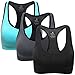 ANGOOL Damen Komfort Klassische Racerback Sport BH Top Fuer Yoga Fitness-Training(XL,Schwarz+grau+azurblau)