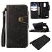 Produktbild LG K7 2017 Hülle,Schwarz[Rose Pattern]Flip Cover Etui Fall in Book Style Stand Case Card Slot Leder Tasche Cover Karteneinschub Schmutzunempfindliches in für LG K7 2017