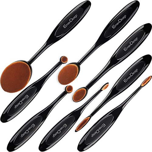 EmaxDesign Oval Make-up Pinsel Set, 8 Stück Professionelle Foundation Concealer Verblender Pinsel Flüssiges Pulver Creme Kosmetik Pinsel, Zahnbürste geschwungene Make up Pinsel für Gesicht und Augen. - 5