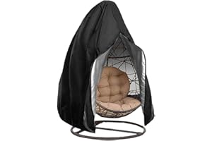 YOUR'S BATH miuline Housse de Fauteuil Suspendu Jardin en Oxford 210D Bâche de Chaise à œufs Imperméable Anti-UV/Vent Couverture de Protection pour Chaise de Patio Extérieur (115x190cm, Noir)
