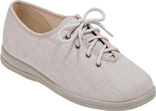 Cosyfeet Sammi Fabric Shoes - Extra Roomy (EEEEE+ Width Fitting) - Beige Cotton-Mix - 7