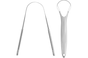 KUNJOCY 2 Pack Tongue Scraper Stainless Steel Tongue Cleaner Metal Tongue Care Tool Oral Cavity Scrapers Fresh Breath Care Scraper for Dental Hygiene and Reducing Bad Breath ('U' Shape and 'Handle' Shape)
